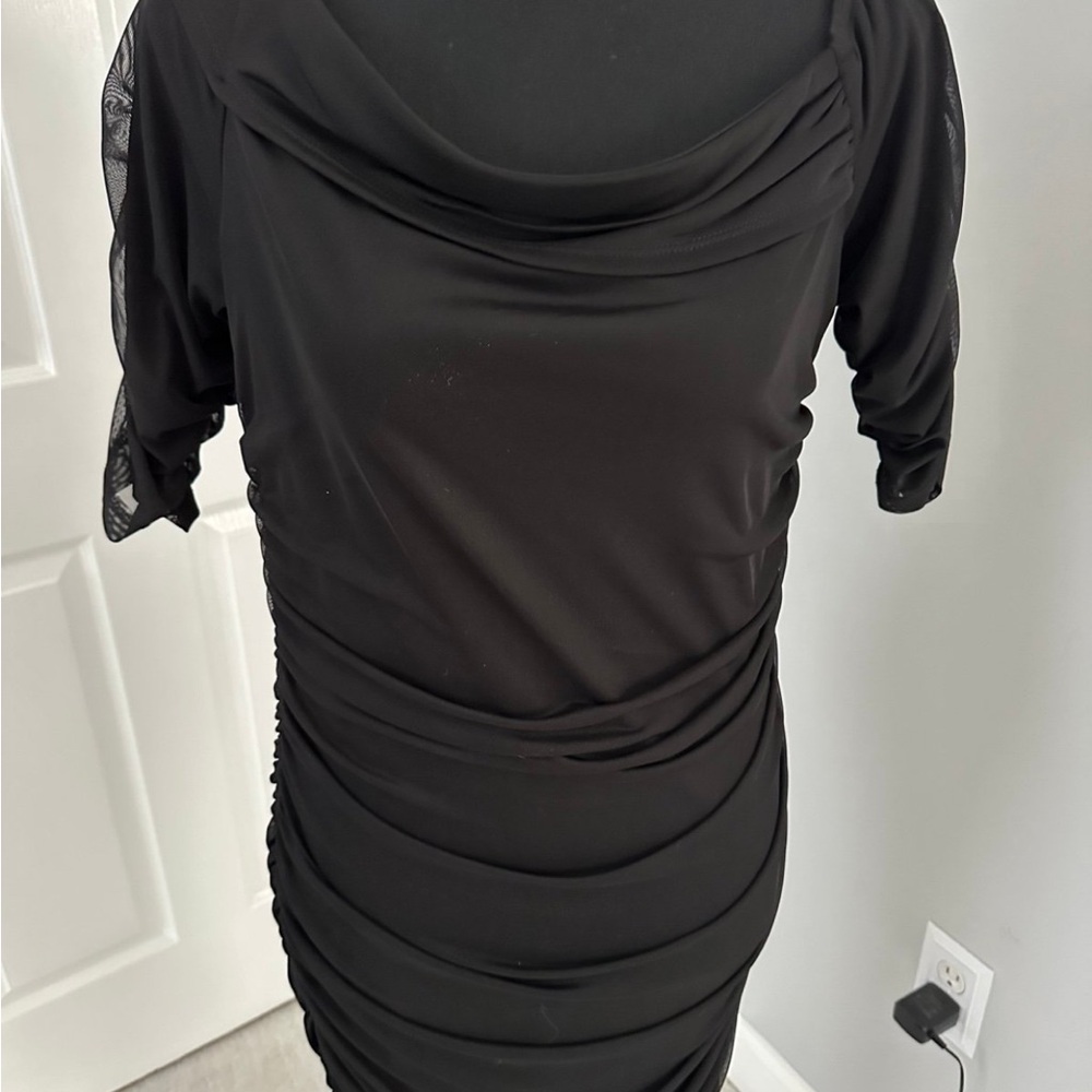 ASOS Black Ruched Midi Dress - Picture 2 of 4